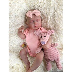 💫 Reborn Baby Dolls Pink Sweet Smile Realistic Full Vinyl Sleeping Adorable Toy